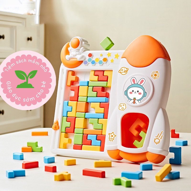 Đồ chơi xếp hình Tetris 3d hình tàu vũ trụ, xếp gạch thông minh luyện tư duy logic cho bé