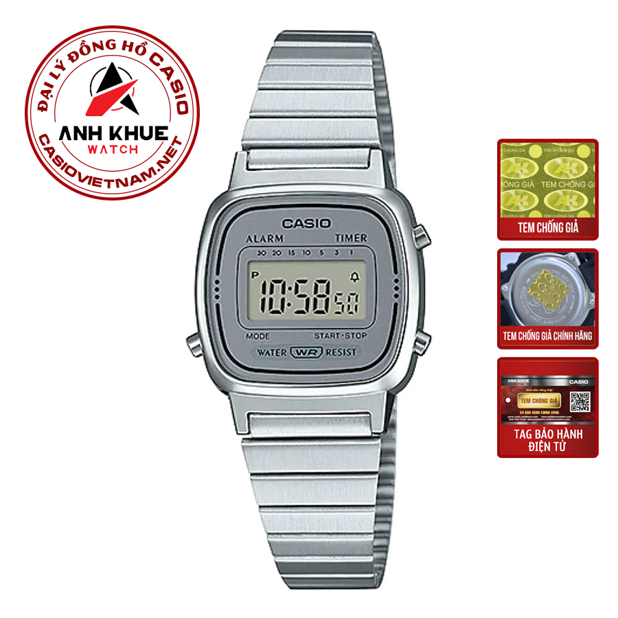 Đồng Hồ Casio LA670WA-7DF | Nữ | Điện Tử Cổ Điển | Dây Kim Loại | Chống Nước