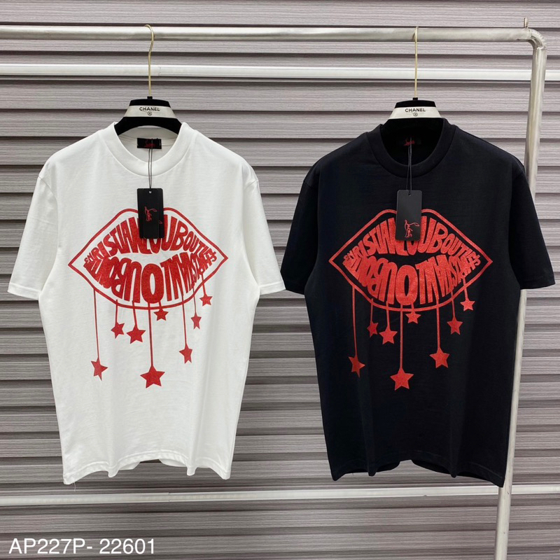 Áo Thun Nam Siêu Cấp In Kim Tuyến Môi Màu Đỏ Chất Liệu Cotton Thời Trang Nam #trend2023