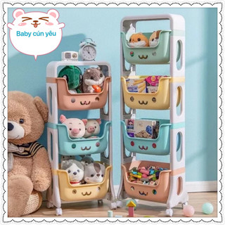 Kệ gấu Hokori Việt Nhật đựng đồ đa năng - Kệ Nhựa hình gấu 2,3 tầng có bánh xe di chuyển tiện lợi
