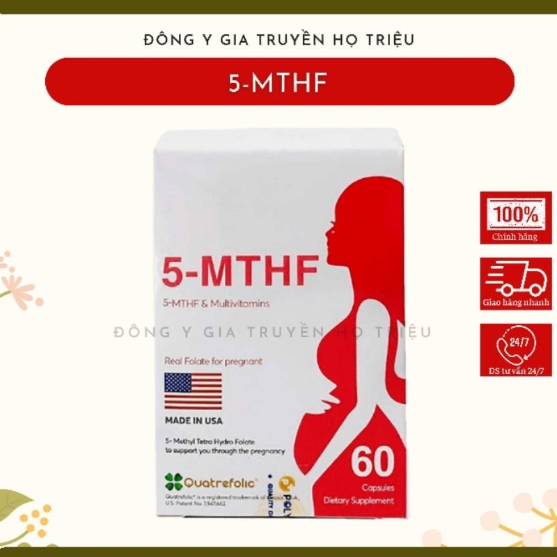 5-MTHF hộp 60 viên, bổ sung acid folic 5mthf, sắt bầu và các vitamin bầu, ngừa dị tật thai nhi, hỗ trợ sinh sản
