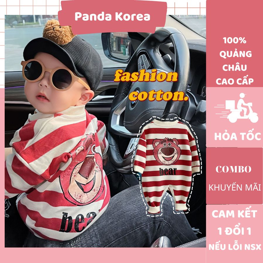 Body liền thân, body suit Gấu Dâu cho bé Panda baby 100% hàng Quảng Châu