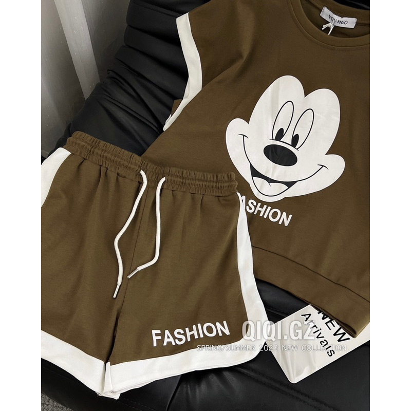 Set Bộ Mickey Màu Nâu Hàng QC L1