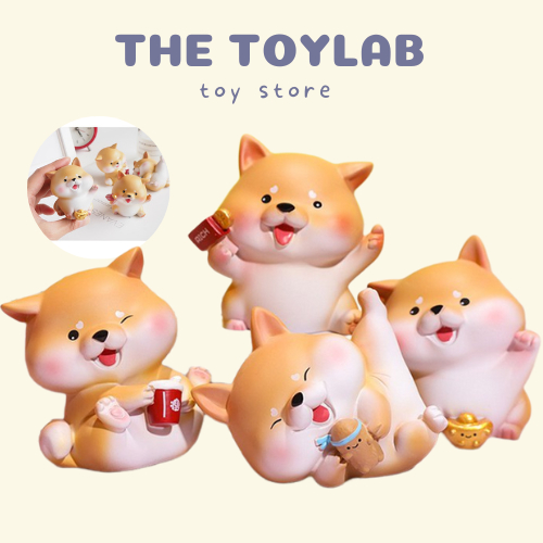 Mô hình chó Shiba Bingo may mắn, dễ thương The ToyLab để bàn làm việc, bàn học, tượng mini trang trí taplo xe hơi, ô tô