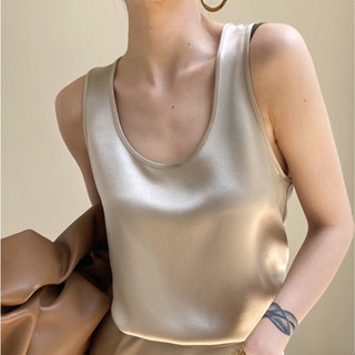  Áo lụa 2 dây bản to hiện đại cá tính thiết kế Liola cổ tròn sát nách 