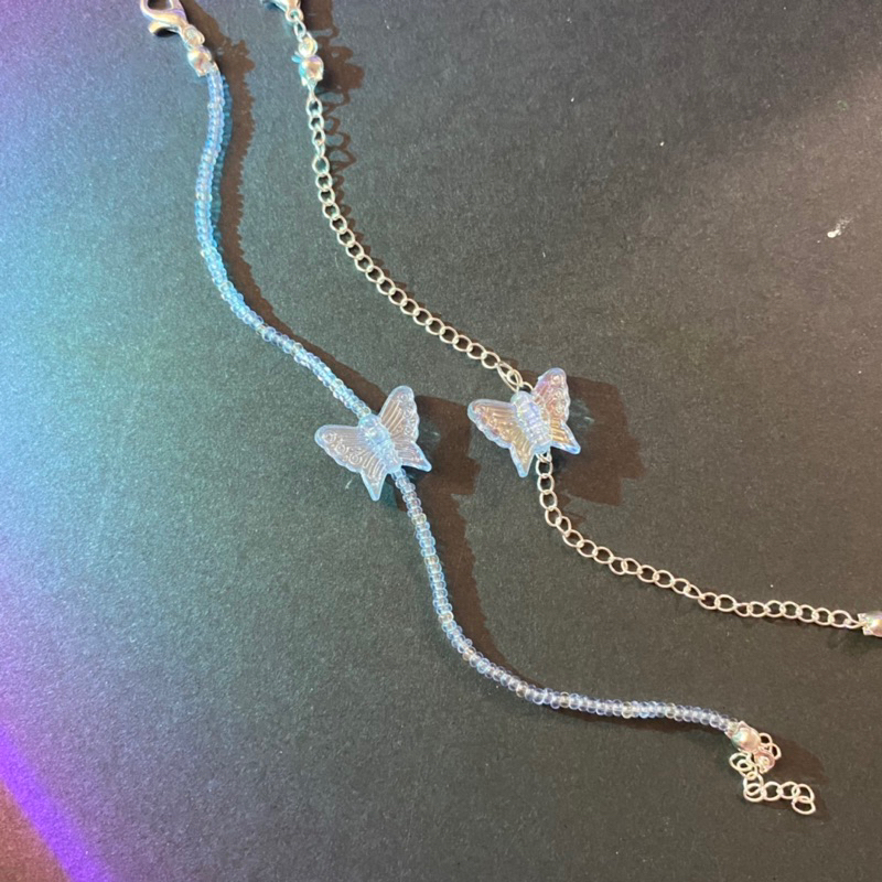 Vòng Tay / Vòng Tay Đôi Hình Bươm Bướm Pha Lê Thời Trang Đơn Giản Y2K