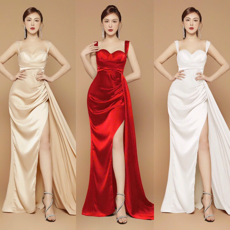 SIZE>65KG ĐẦM DẠ HỘI CÚP NGỰC XẾP LY TÀ RỜI