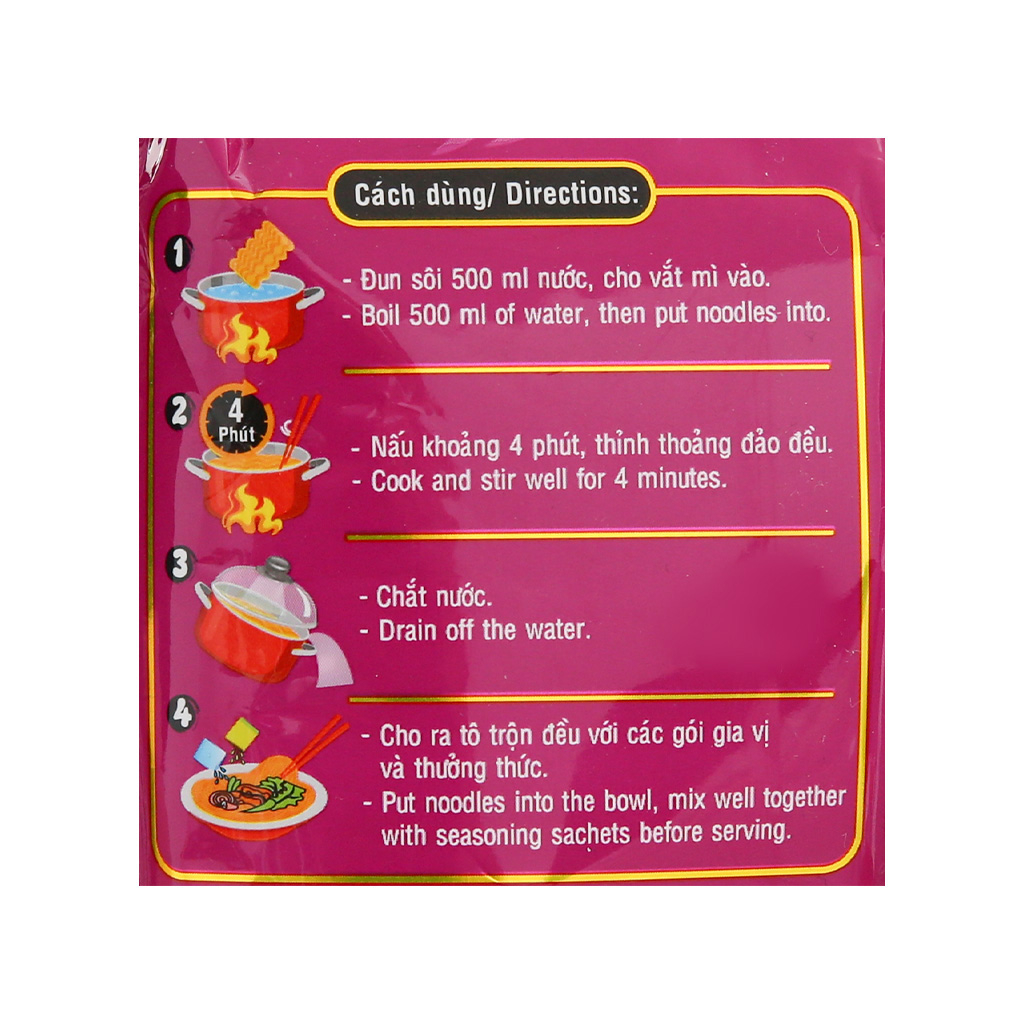 Mì không chiên Minova gồm mì trộn tôm xào lá chanh/mì nước cua sườn heo Acecook gói