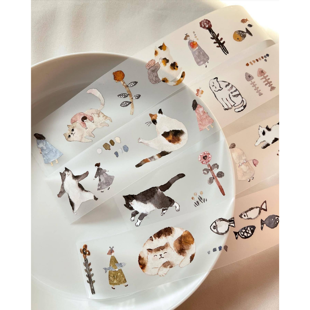 𝓑𝓾𝓵𝓵𝓮𝓽𝓳𝓸𝓾𝓻𝓷𝓪𝓵𝟏𝟏𝟓 ✿ Băng dính PET hãng Pion mẫu "Bloom" và "Cat girl" hình cô gái, mèo con dễ thương trang trí sổ