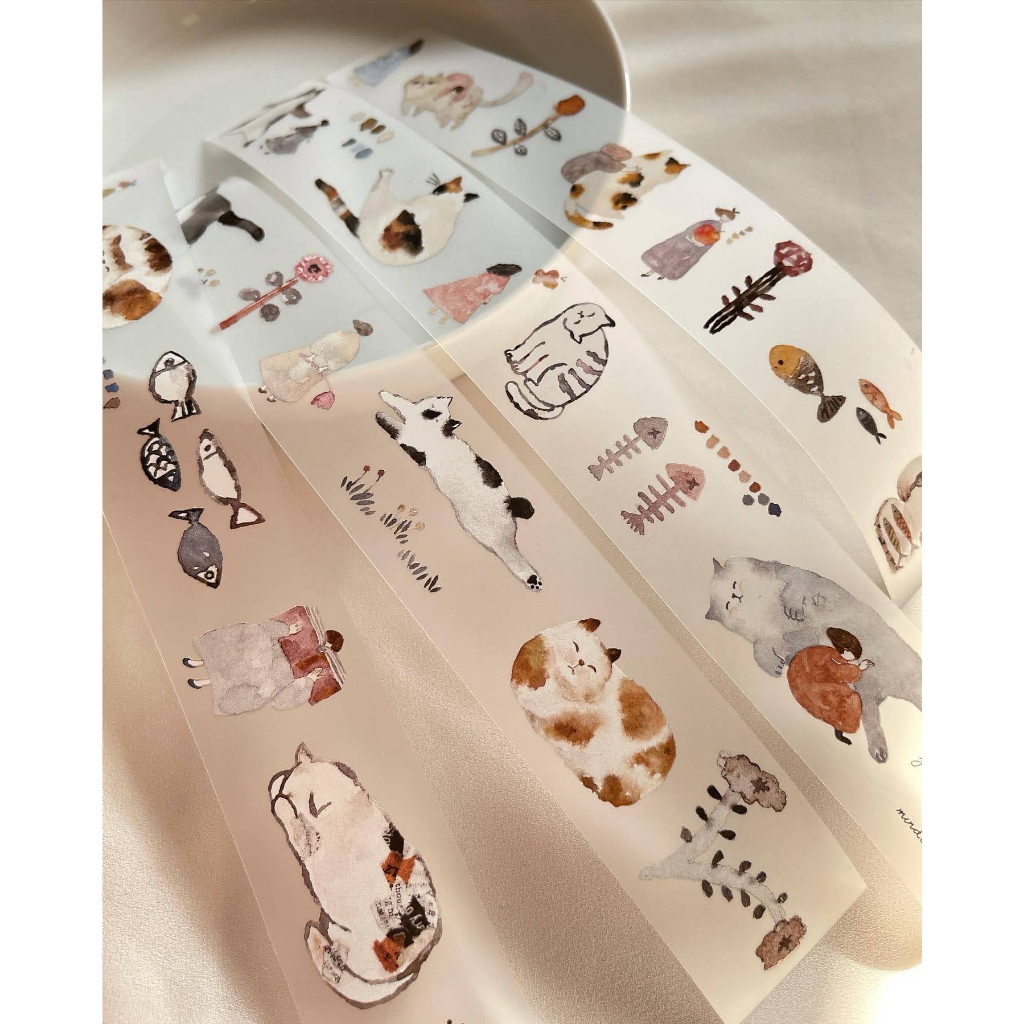 𝓑𝓾𝓵𝓵𝓮𝓽𝓳𝓸𝓾𝓻𝓷𝓪𝓵𝟏𝟏𝟓 ✿ Băng dính PET hãng Pion mẫu "Bloom" và "Cat girl" hình cô gái, mèo con dễ thương trang trí sổ