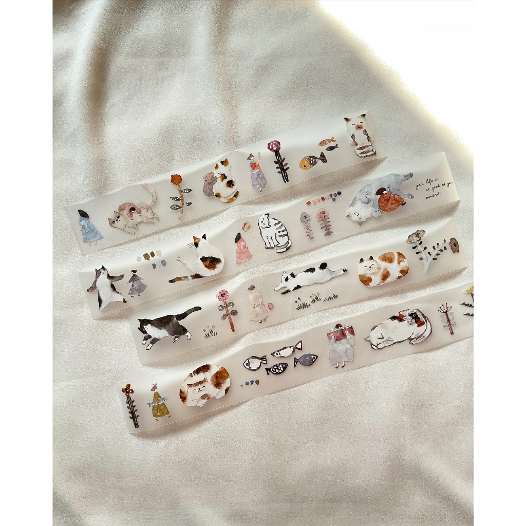 𝓑𝓾𝓵𝓵𝓮𝓽𝓳𝓸𝓾𝓻𝓷𝓪𝓵𝟏𝟏𝟓 ✿ Băng dính PET hãng Pion mẫu "Bloom" và "Cat girl" hình cô gái, mèo con dễ thương trang trí sổ