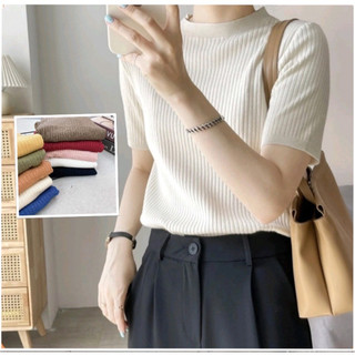 Áo len cộc tay trơn basic - bảng màu pastel