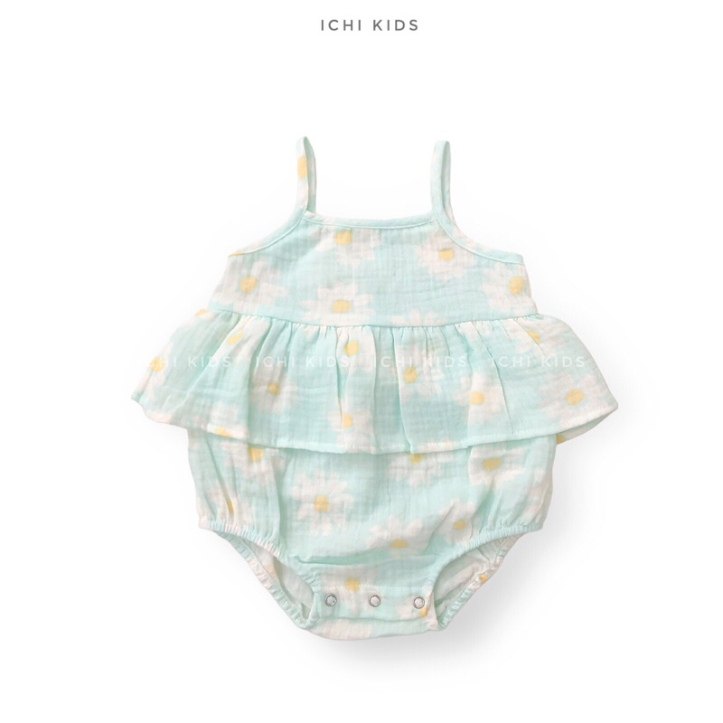 Romper, bodysuit, body hoa cúc cho bé sơ sinh, bé gái vải xô muslin