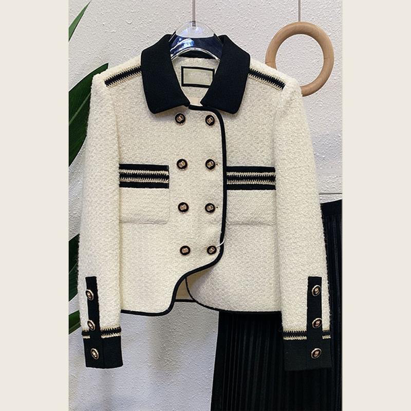 Áo Dạ Tweet Áo Lót Trần Trám Chân Váy dài Xếp Ly