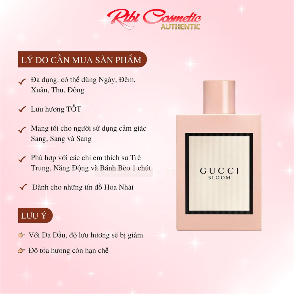 Nước Hoa Nữ Gucci Bloom EDP Chiết 10ml Hương Thơm Lâu, Hàng Chính Hãng Cao Cấp Cho Nữ