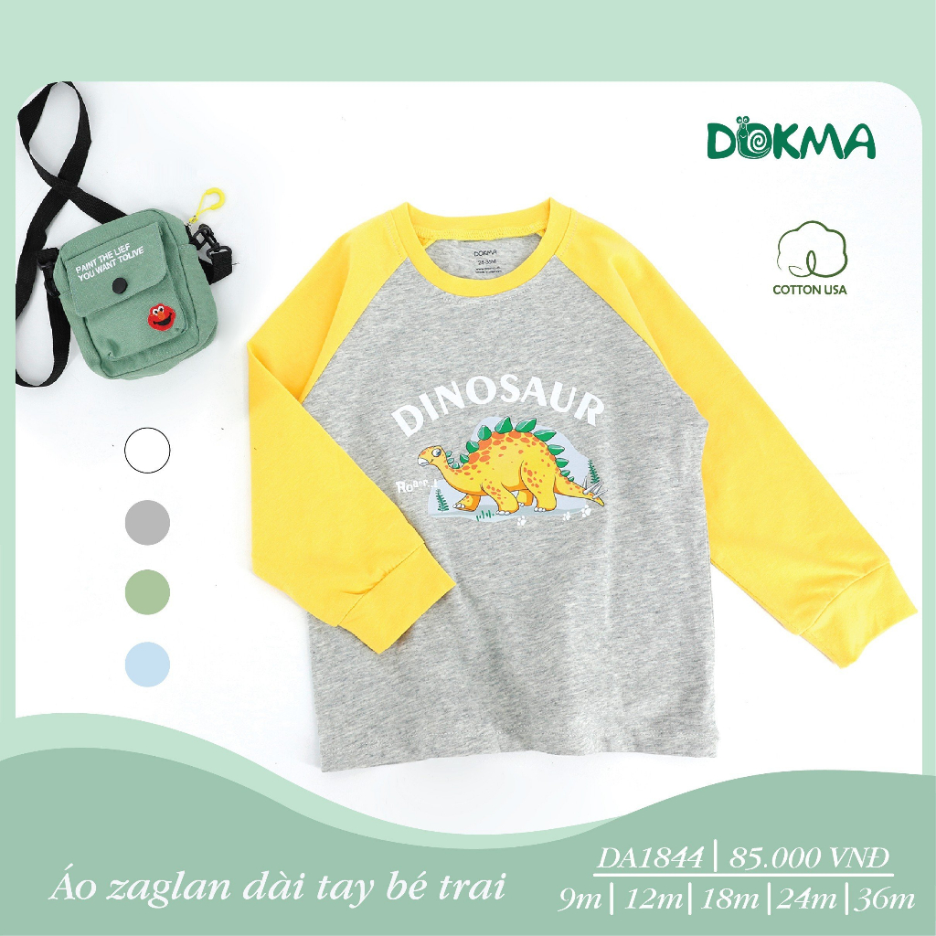 DA1844 - DA1140 Áo dài tay zaglan bé trai cotton mỏng Dokma