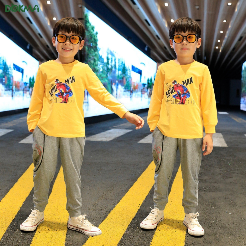 DA1815 - DA1821 Áo dài tay bé trai cotton siêu nhân cổ tròn Dokma