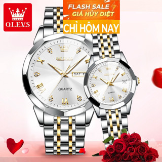 Đồng Hồ Đôi Đẹp_Chính Hãng Olevs_Dây Thép Không Gỉ_Mặt Số Dạ Quang Ban Đêm_Chống Nước 3ATM_Đồng Hồ Cặp Đôi Chính Hãng.