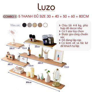 Combo 3 - 4 - 5 kệ gỗ thanh ngang treo tường decor trang trí phòng khách