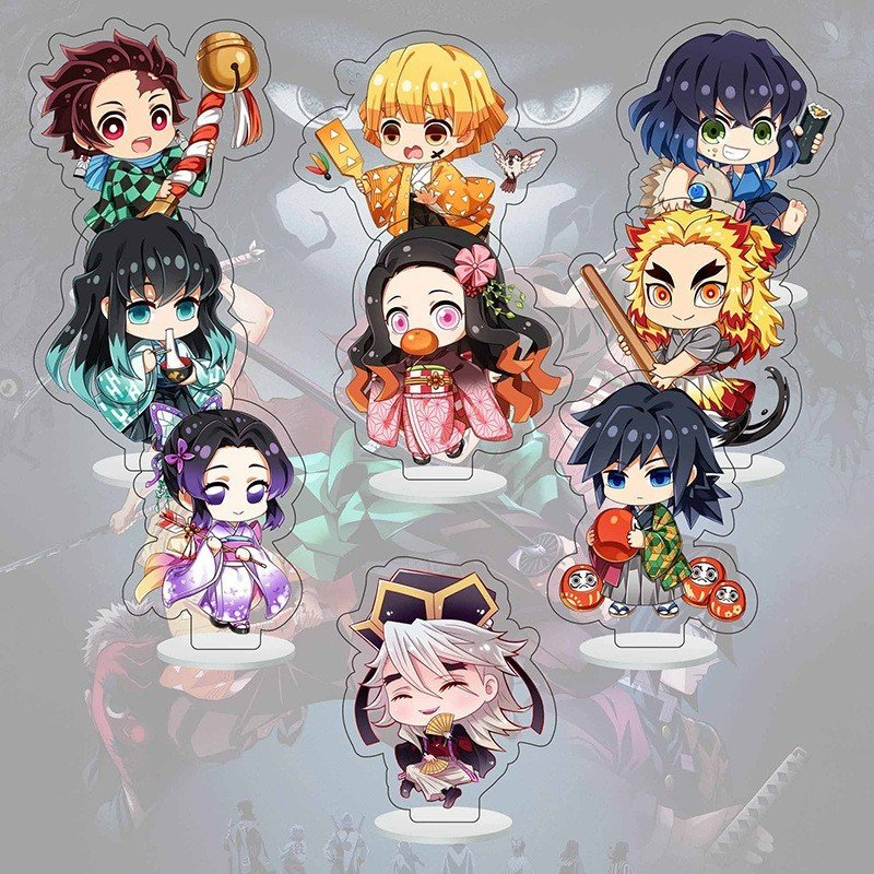 Mô hình standee KIMETSU NO YAIBA THANH GƯƠM DIỆT QUỶ mica trong acrylic anime chibi trang trí