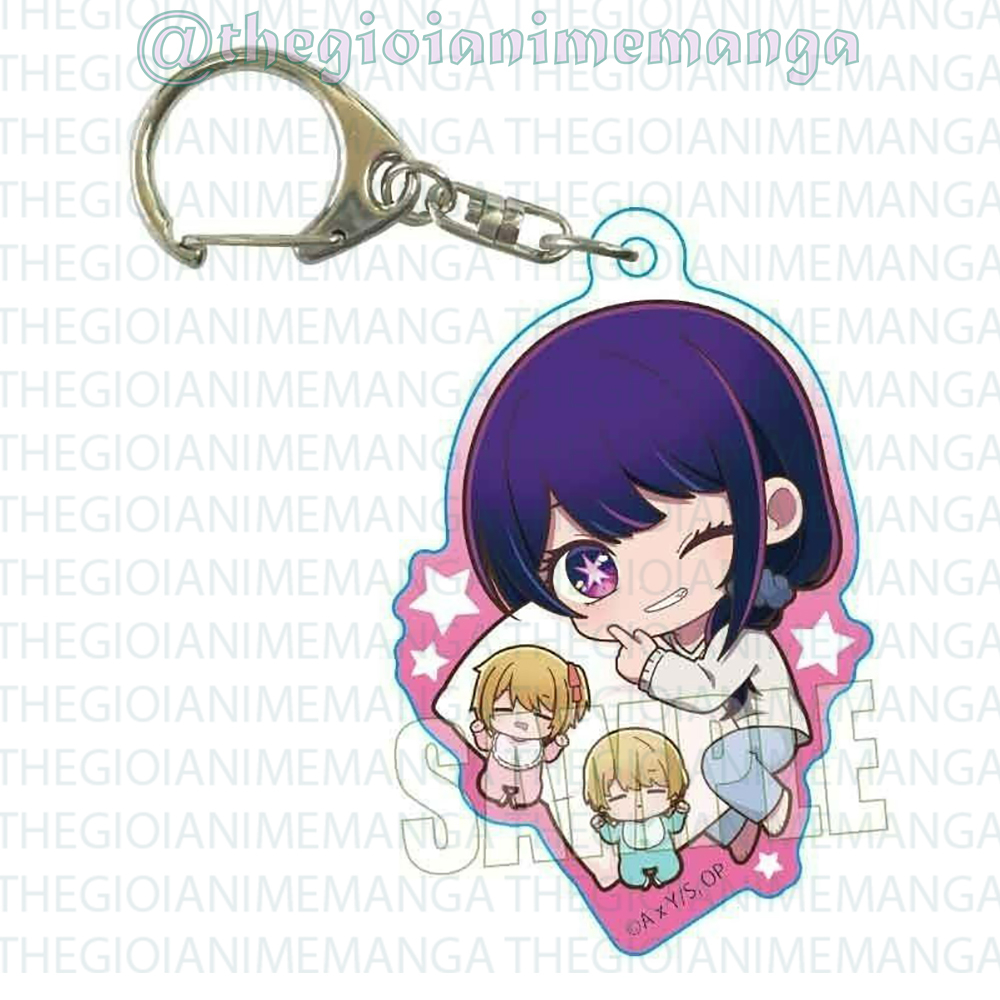 Móc khóa in hình Oshi no Ko Đứa Con Của Thần Tượng ver ÔM GỐI anime chibi mica trong acrylic quà tặng dễ thương