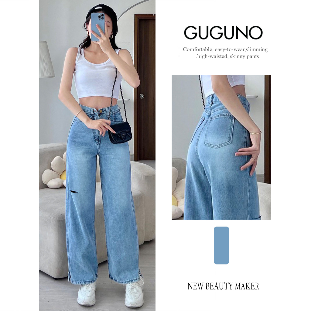 Quần jeans ống rộng Guguno nữ