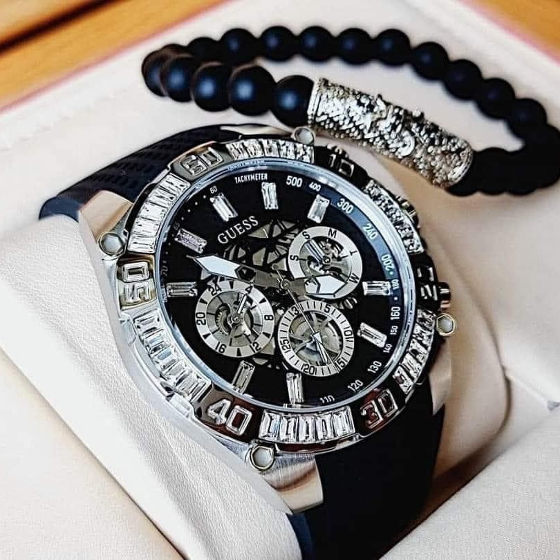 Đồng Hồ Nam Guess GW0333G1 Silver 46mm