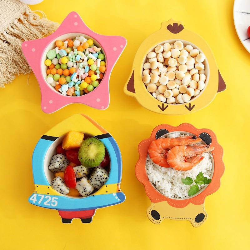 Bát Ăn Dặm Lúa Mạch hình thú cho bé. Gồm voi, thỏ, cua, bò sữa, ngôi sao, gà, ếch, sư tử, hổ, heo, khủng long - 2X MART