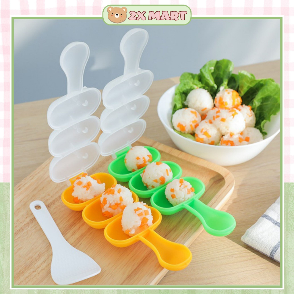 Khuôn cơm cho bé dụng cụ làm cơm nắm ép tạo hình bánh sushi bento ăn dặm tim sao gấu hoa quả hình thú dễ thương 2X MART