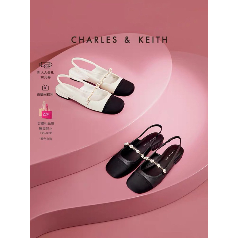 Giày sandal búp bê Cnk đế bằng 2cm hở gót mũi tròn phối dải dây hoa phong cách dịu dàng hàng Fullbox mới 2023 G07