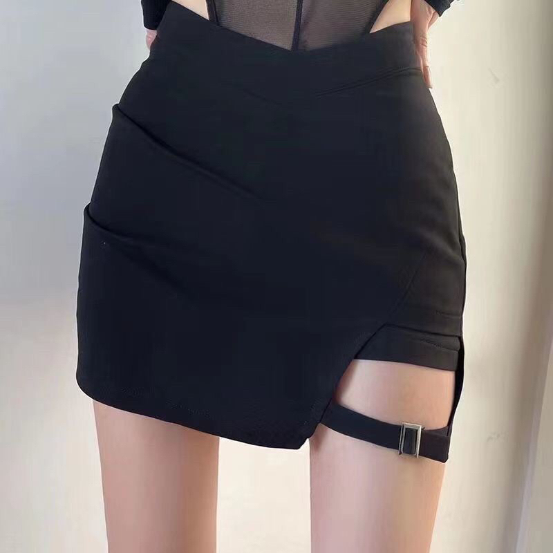 Chân váy ngắn xẻ đùi chất tuyết mưa form chữ A dáng xuông che bụng