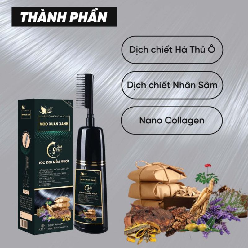 Dầu gội phủ bạc Nano Mộc Xuân Xanh 200ml - Dầu gội nhuộm tóc - Công thức hiện đại kết hợp thảo mộc - Công ty TNHH NELLY