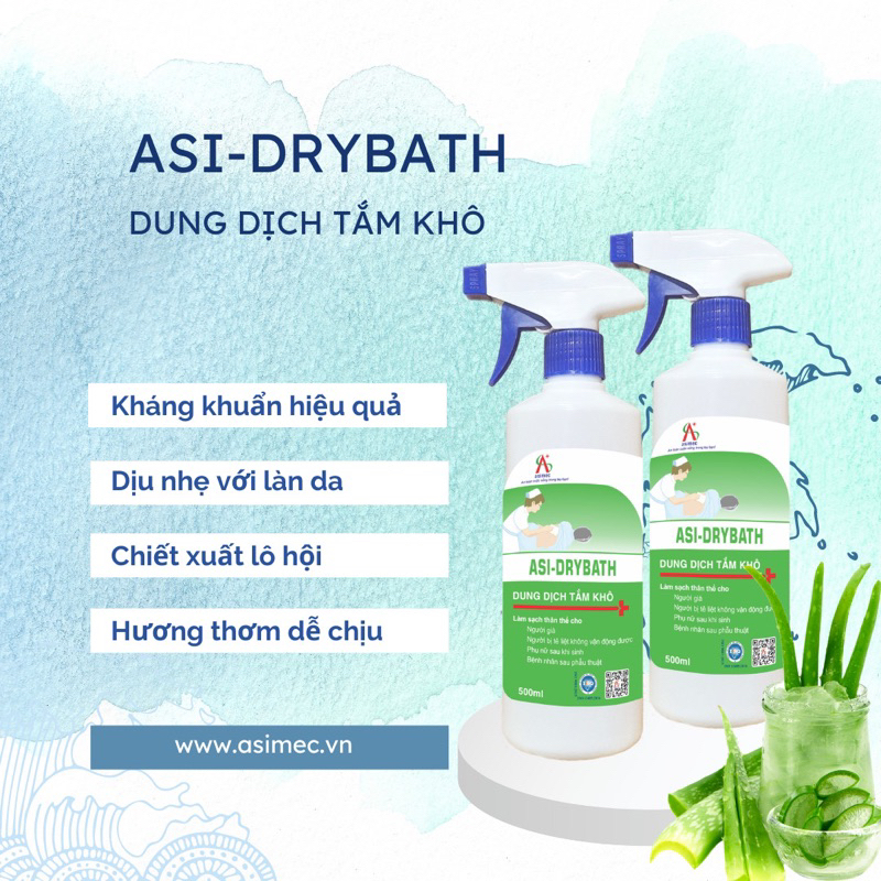 dung dịch tắm khô gội khô Asi, kháng khuẩn dịu nhẹ