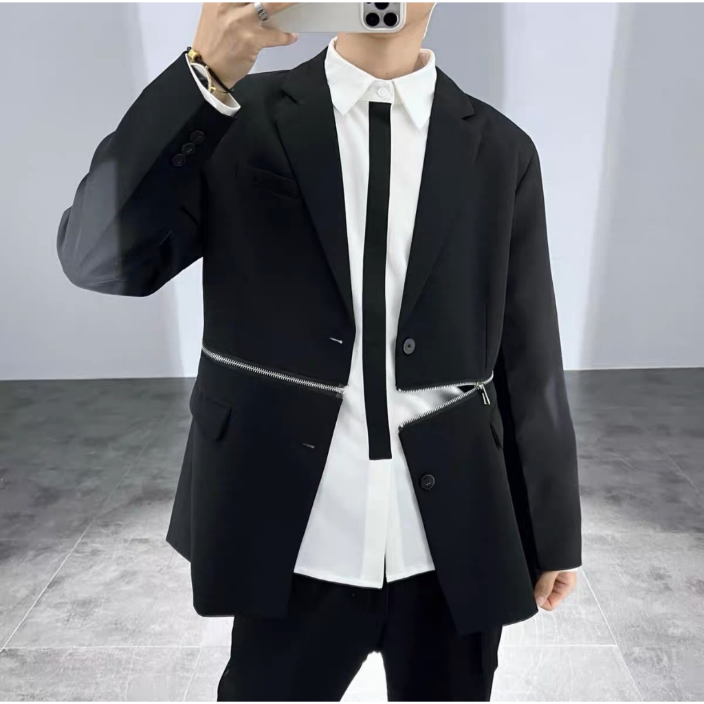 Áo sơ mi nam hàn quốc phối LINE tay dài trắng đen ,Sơ mi nam công sở vải lụa thấm hút mồ hôi