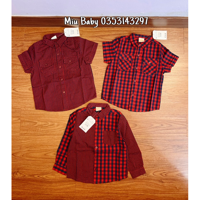 Áo sơ mi cộc + dài tay KẺ bé trai