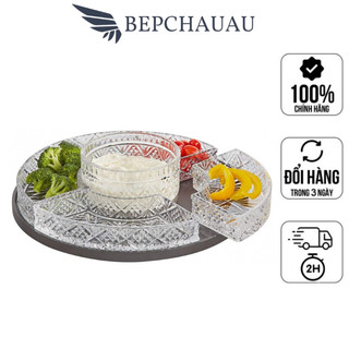 Khay pha lê tròn chia ô, khay đựng mứt godinger dublin, nhập đức, bepchauau