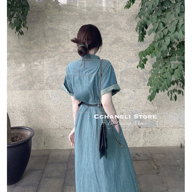 ĐẦM JEAN KÈM ĐAI - From dài chuẩn hình