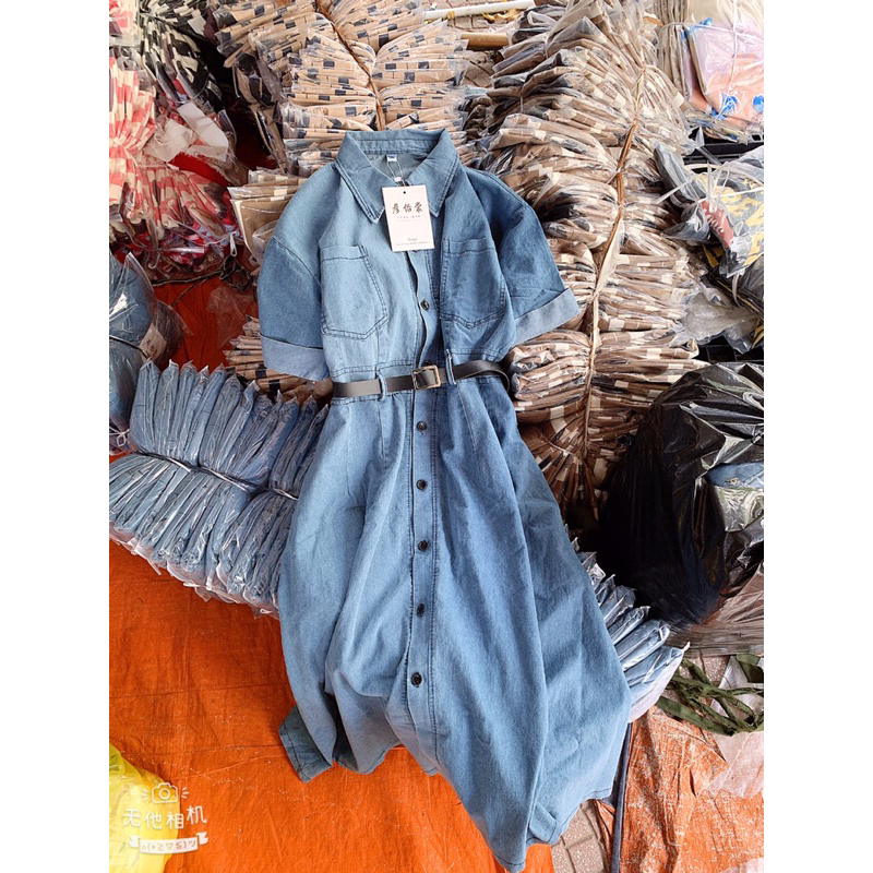 ĐẦM JEAN KÈM ĐAI - From dài chuẩn hình