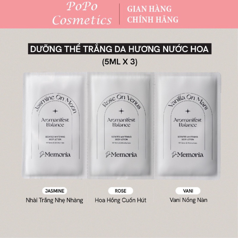 Sample 3 sữa dưỡng thể DE MEMORIA SCENTED WHITENING BODY LOTION