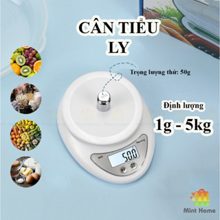 Cân tiểu ly điện tử mini nhà bếp định lượng thực phẩm nhỏ để làm bánh pha chế đồ ăn từ 1 gam ( gram ) - 5kg