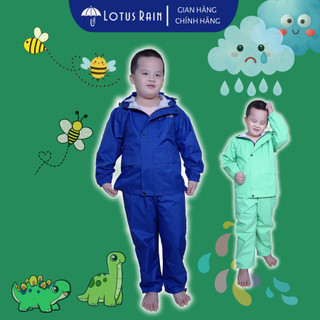 Áo mưa bộ 2 lớp cho bé 2-15 tuổi, vải dệt ép tráng mủ siêu bền, mềm nhẹ, chống thấm tuyệt đối, an toàn cho bé