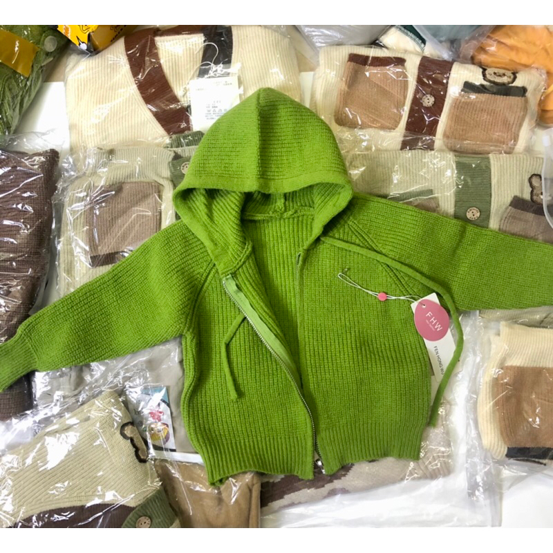 Khoác Len Có Mũ Màu Xanh Hot hit Cho Bé Trai bé Gái Hàng QCCC