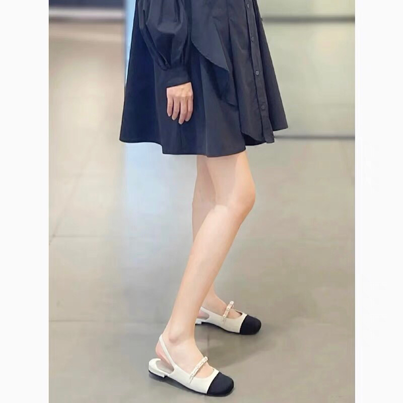 Giày sandal búp bê Cnk đế bệt 1.5cm phối dải hoa kim loại lên chân siêu xinh phong cách dịu dàng hàng fullbox G07