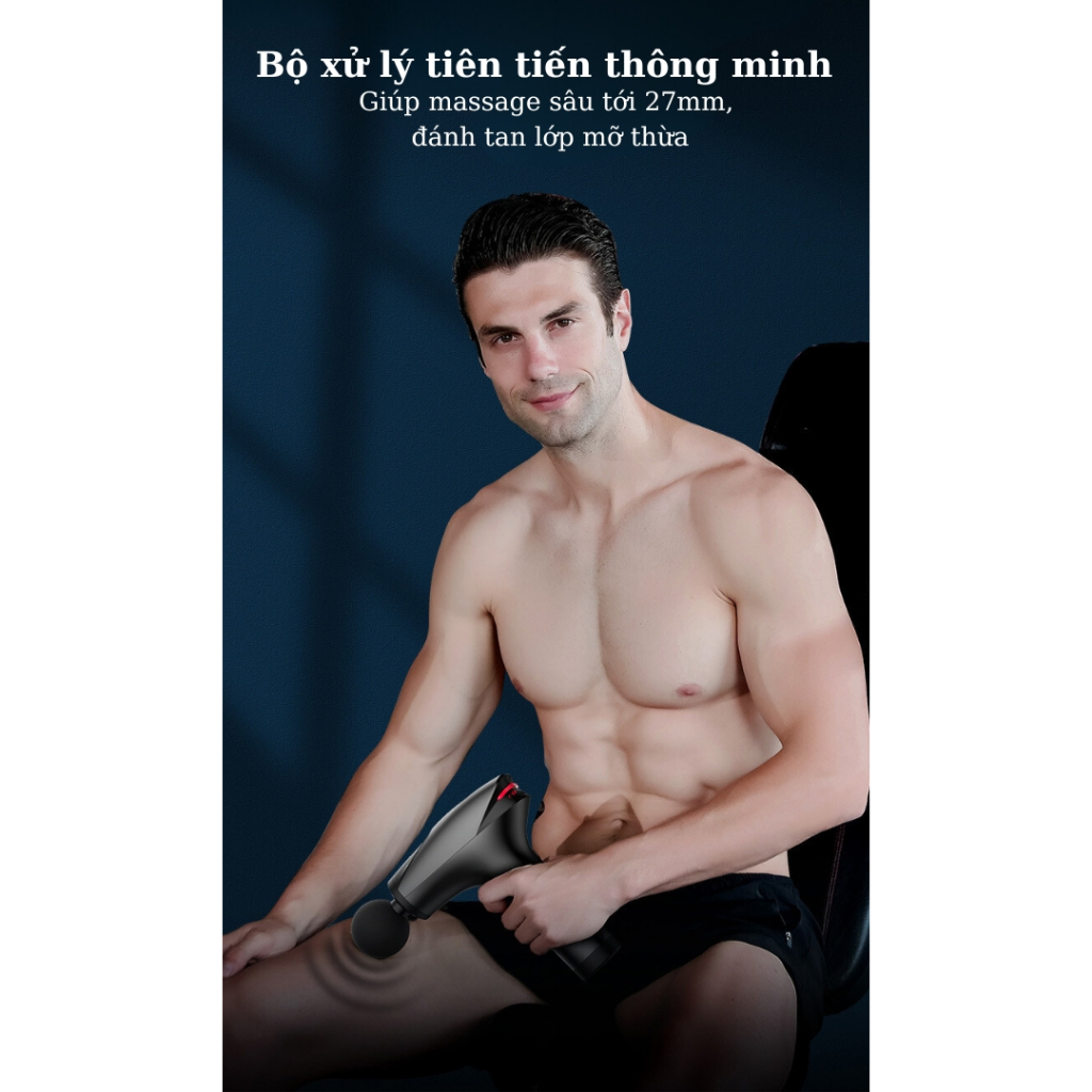 Máy massage cầm tay SeaSy HB-001 đấm lưng, mát xa trị liệu cổ vai gáy 8 cấp độ Tặng kèm 5 đầu