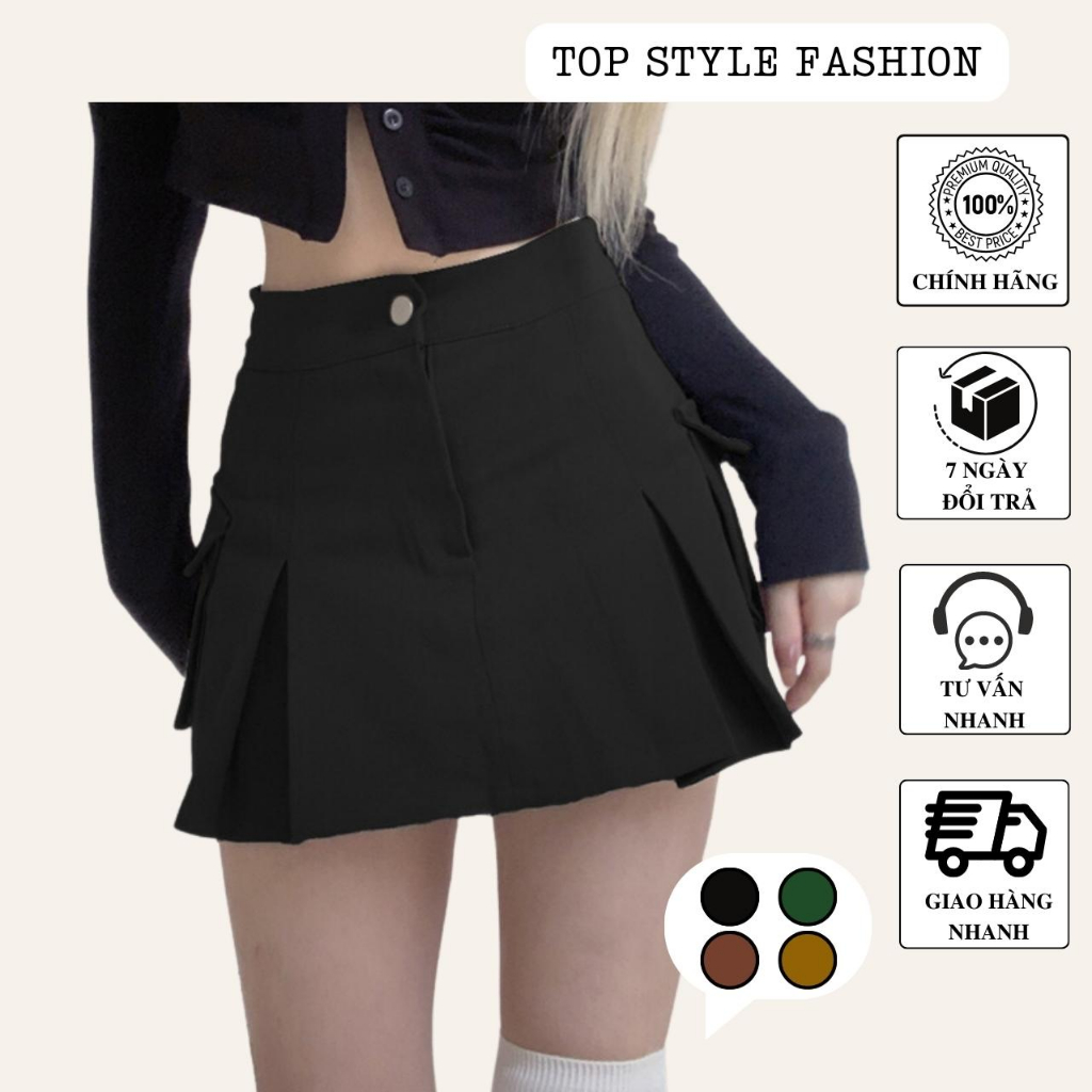 Chân váy túi hộp from chữ A siêu tôn dáng, chân váy xếp ly nhiều màu đặc sắc-CV17