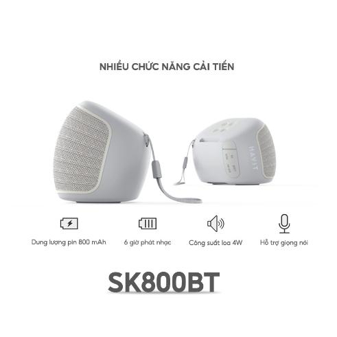 Loa Bluetooth HAVIT SK800BT Thiết Kế Nhỏ Gọn, BT 5.0, Công Suất 4W, Thời Gian Chơi Lên Đến 6H - Chính Hãng