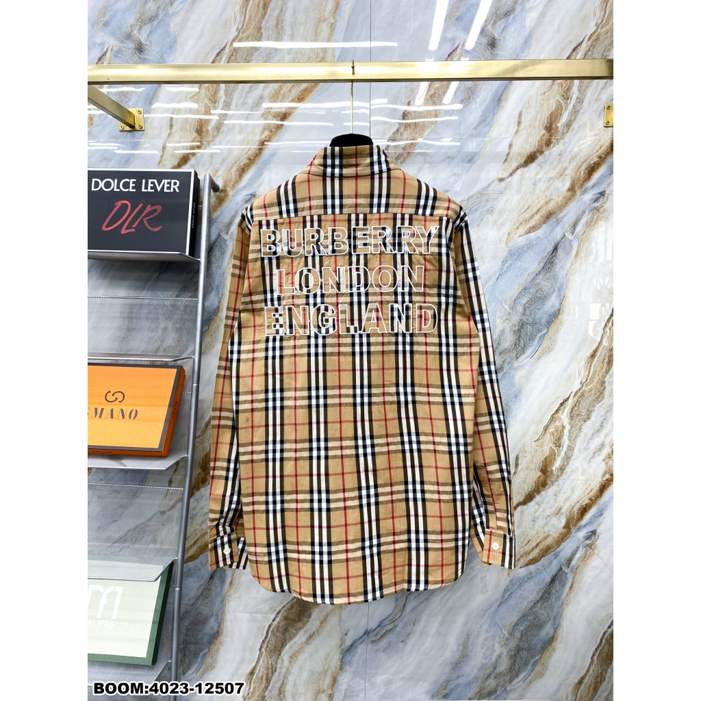 🔥Hot🔥Áo sơ mi Burberry thêu chữ thiết kế hot trend Nam Nữ New 2023