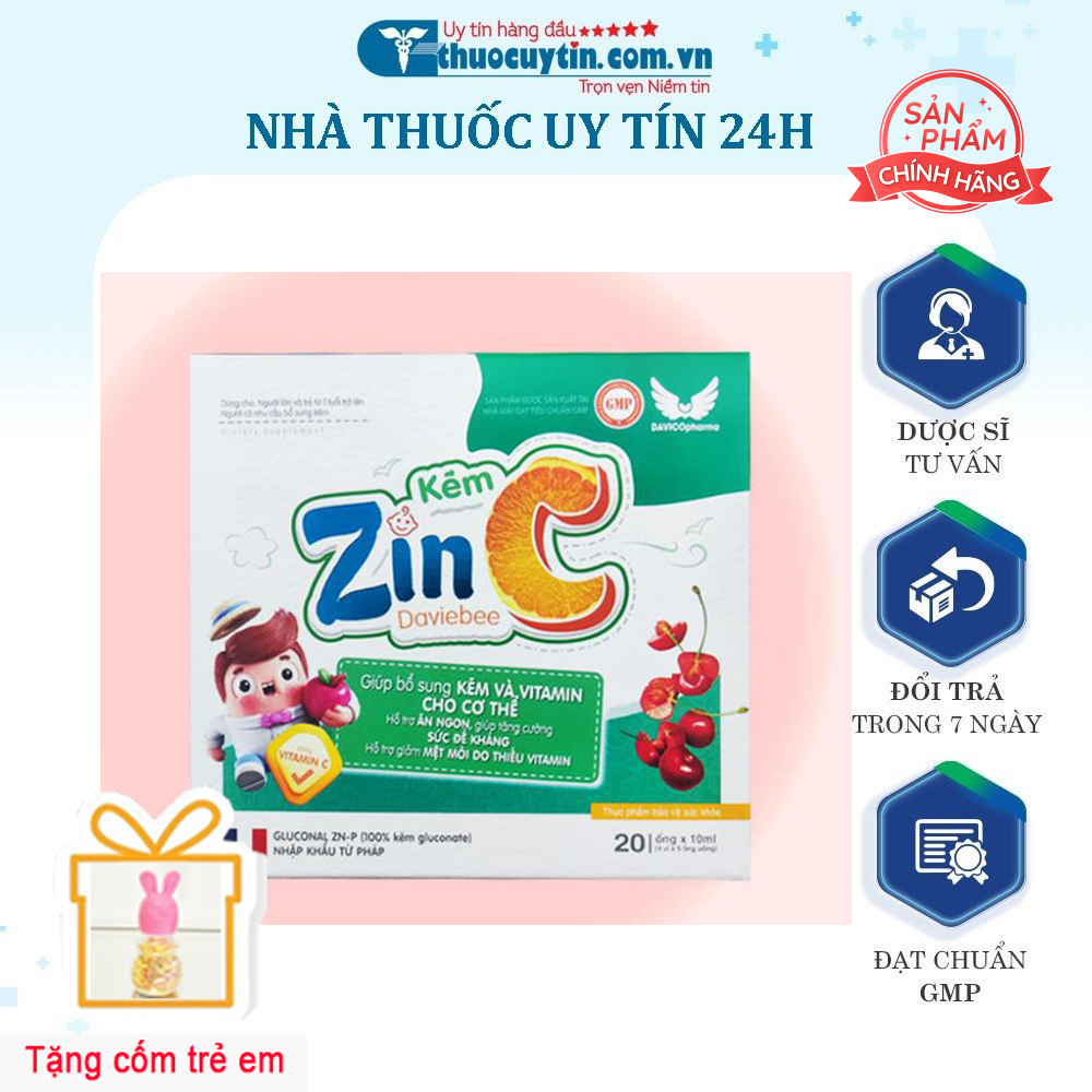 Kẽm ống Zinc DavieBee - Bổ sung Zin C, Lysine, Thymo tăng hệ miễn dịch, giúp bé khỏe mạnh từ bên trong