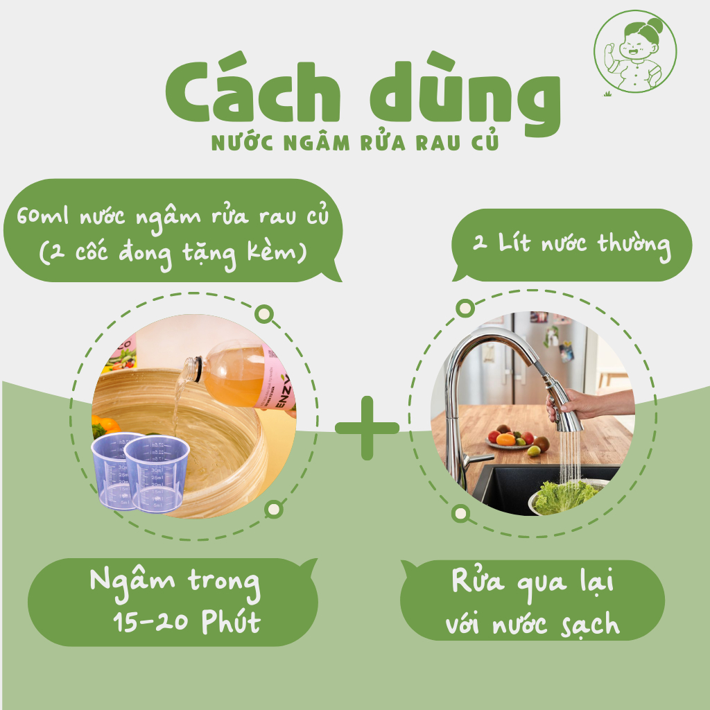 Combo Nước Ngâm Rau Củ Và Nước Rửa Chén Sinh Học ENZYCO An Toàn Không Hóa Chất