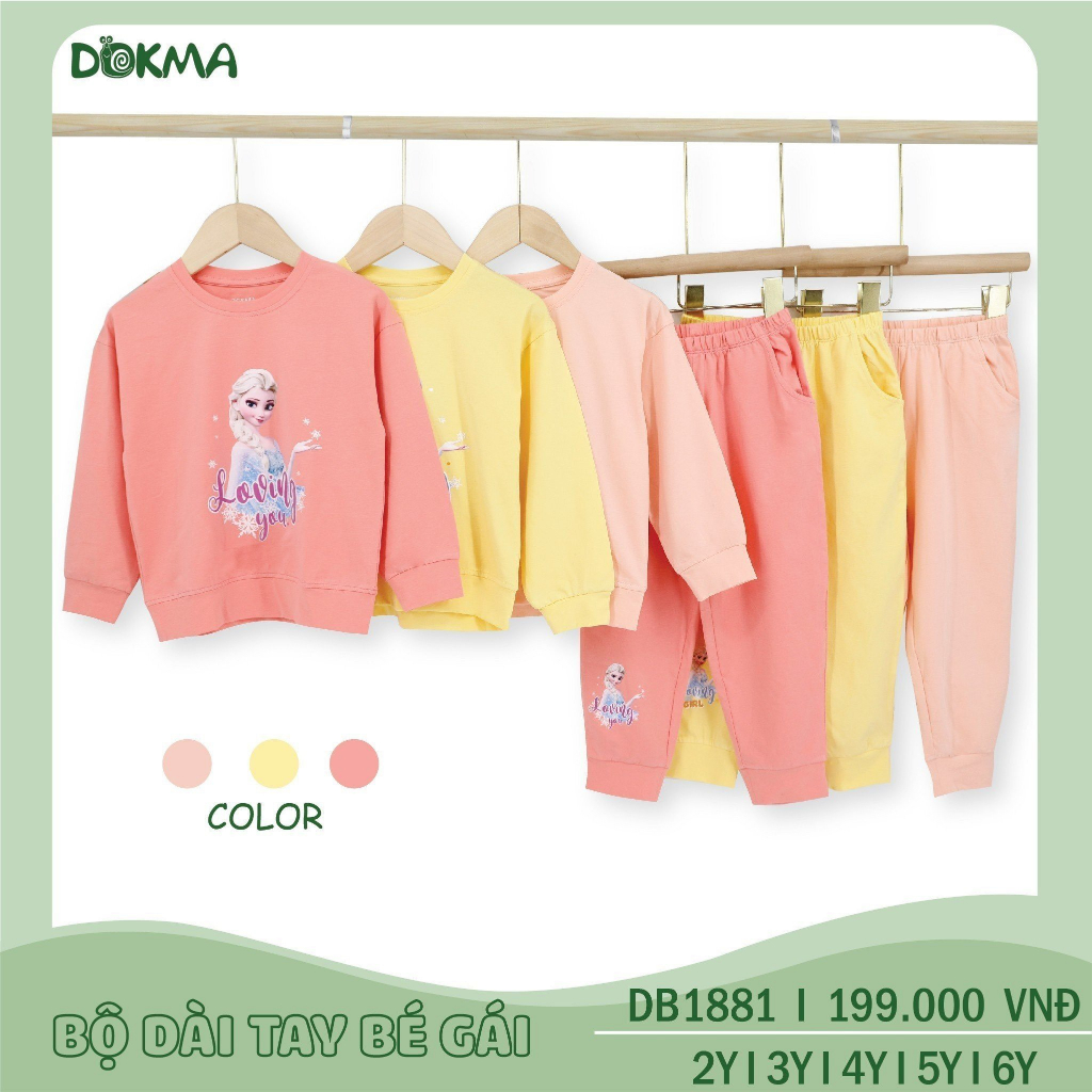 (2-6y) Bộ dài tay cotton mỏng mềm cho bé - DOKMA